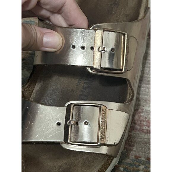 Metallic Gold Womens Birkenstock Arizona Sandals Size 41 EU 10 US Narrow - Picture 12 of 16